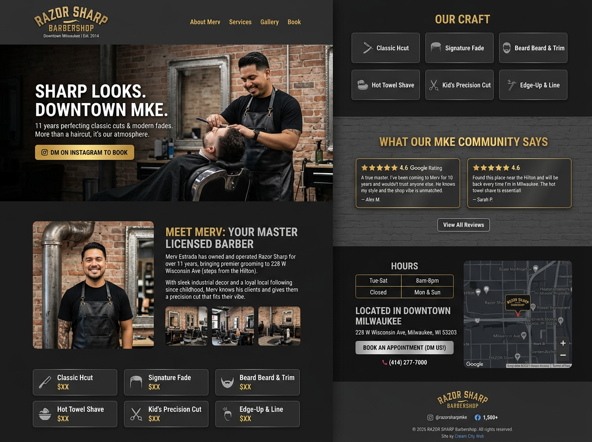 Razor Sharp Barbershop — design mockup