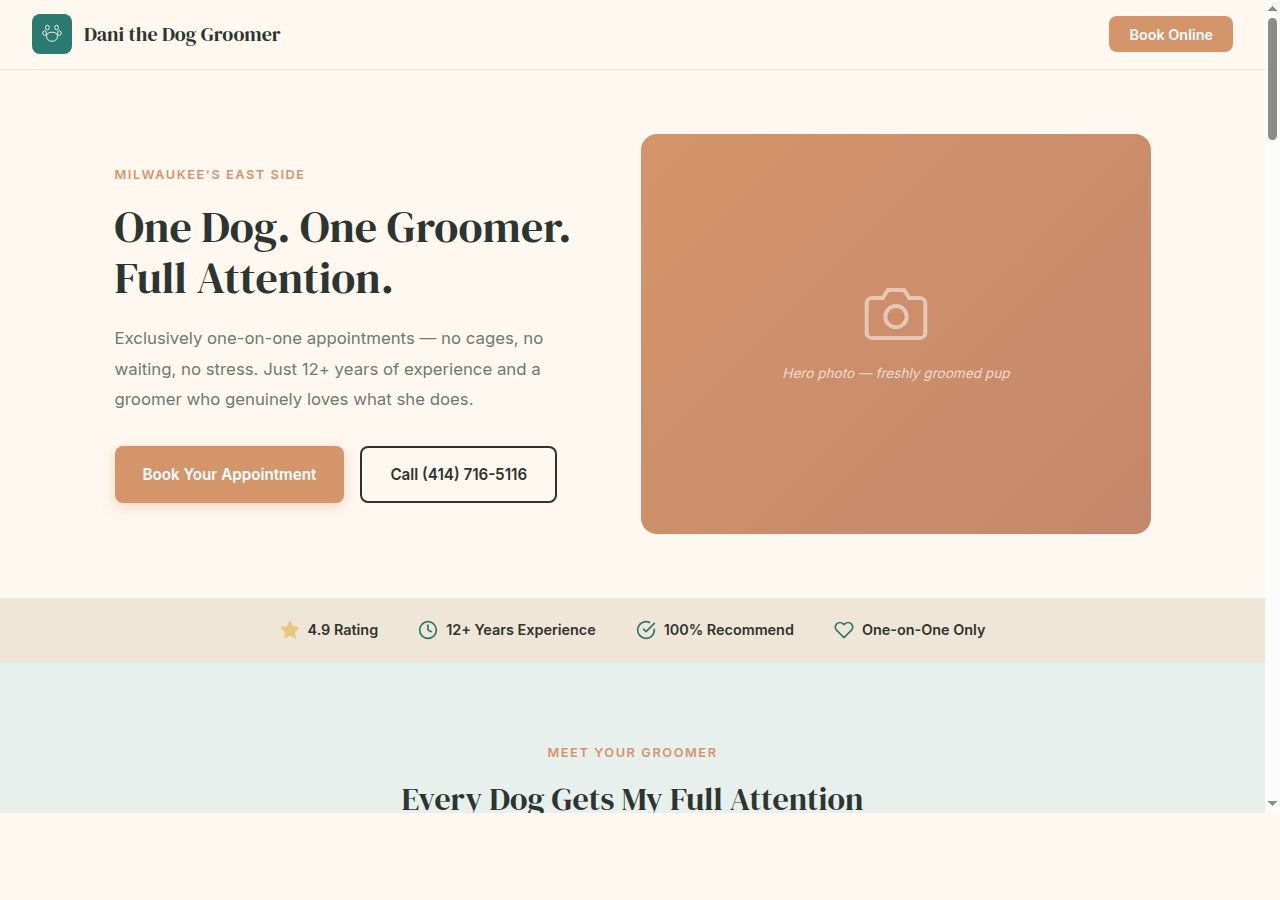 Dani the Dog Groomer — live site