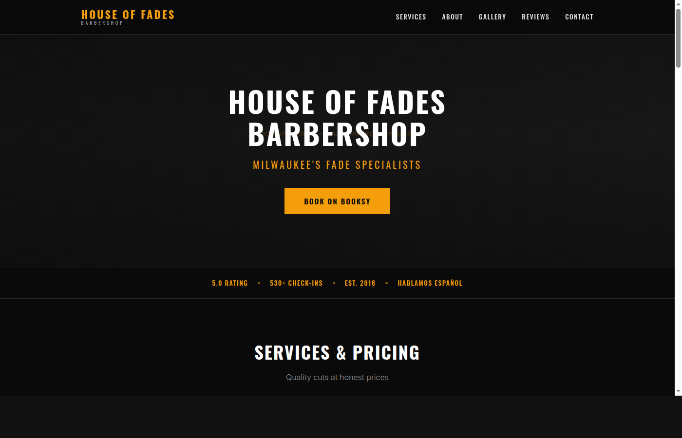 House of Fades Barbershop — live site
