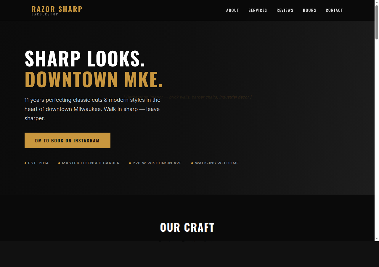 Razor Sharp Barbershop — live site